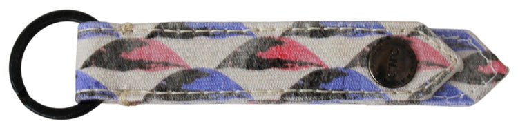 White Ring Branded Textile Keychain