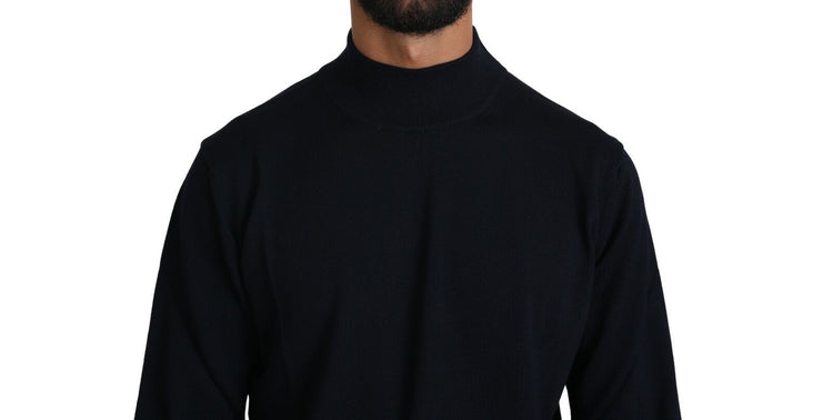 Dark Blue Crewneck Pullover 100% Wool Sweater