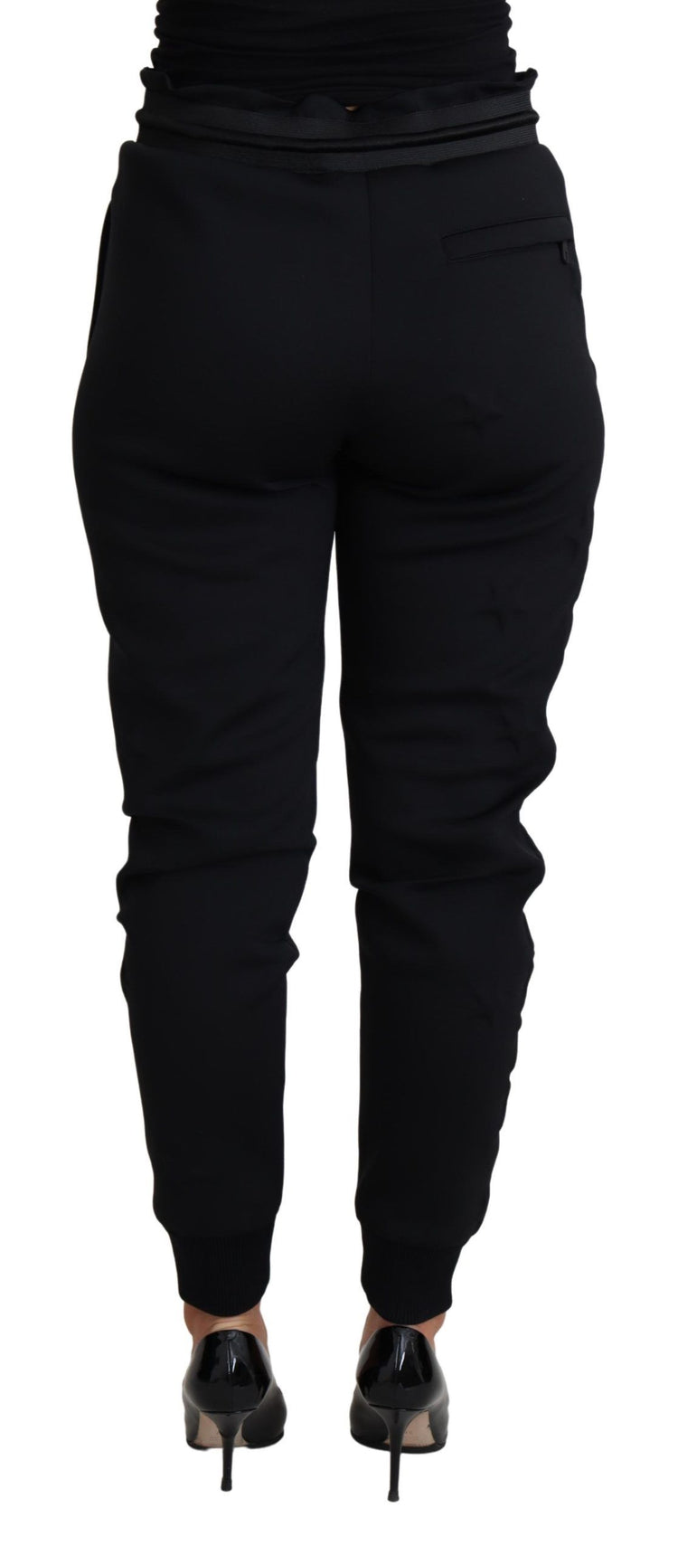 Black Polyester Neoprene Jogger Trouser Pants