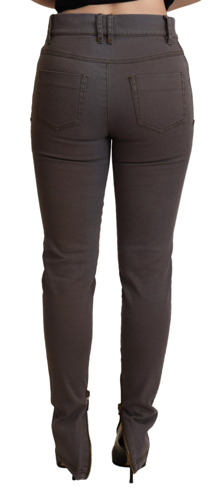 Brown Cotton Stretch Skinny Denim Jeans