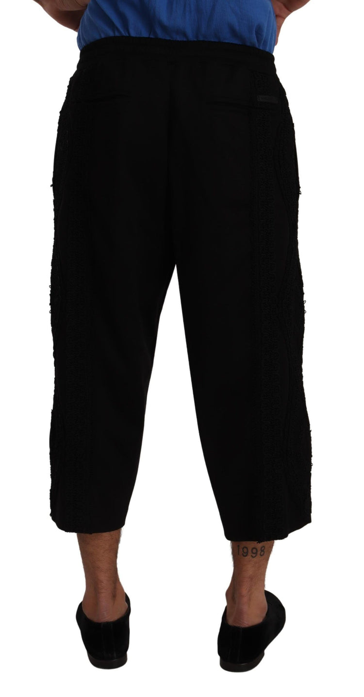 Black Cotton Torero Sweatpants Shorts Pants