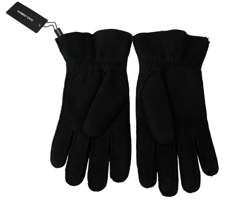 Black Leather Motorcycle Biker Mitten Gloves