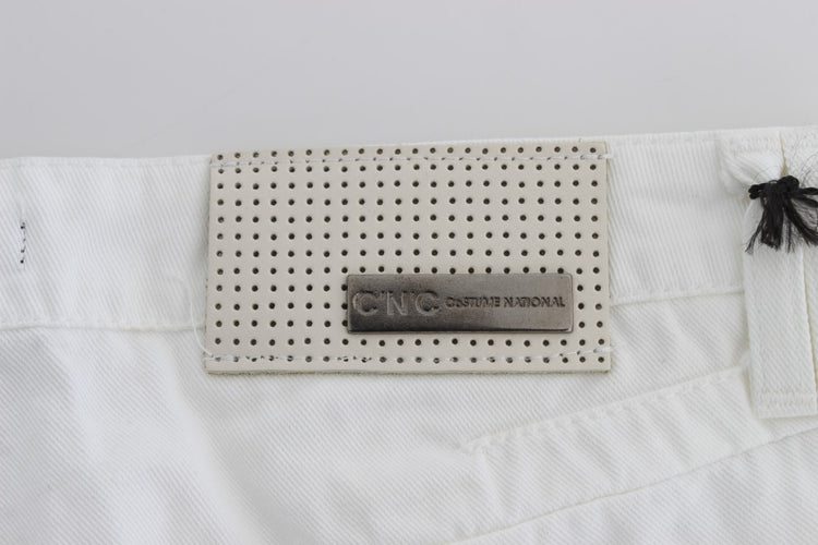 White Cotton Slim Fit Denim Bootcut Jeans