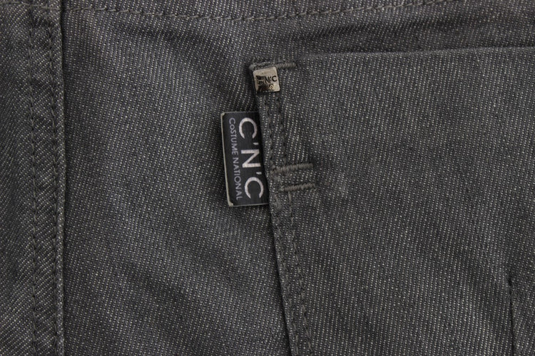 Gray Cotton Blend Slim Fit Jeans