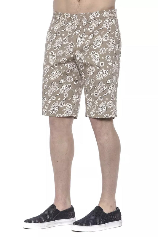 Beige Cotton Men Bermuda Shorts