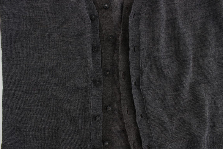 Gray Wool Button Cardigan Sweater