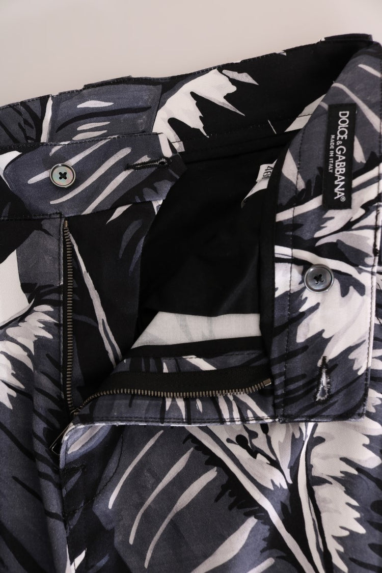 Gray Banana Leaf Cotton Pants