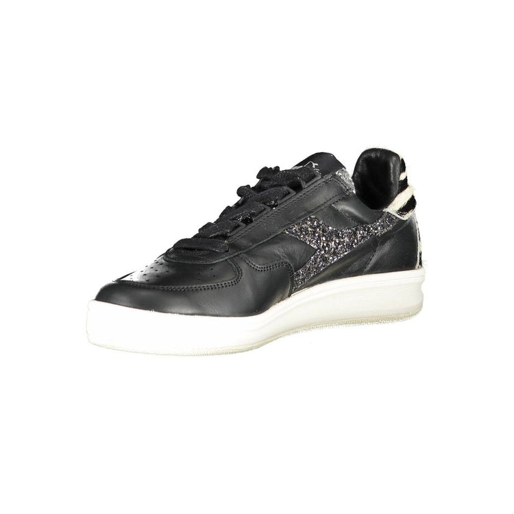 Black Leather Women Sneaker