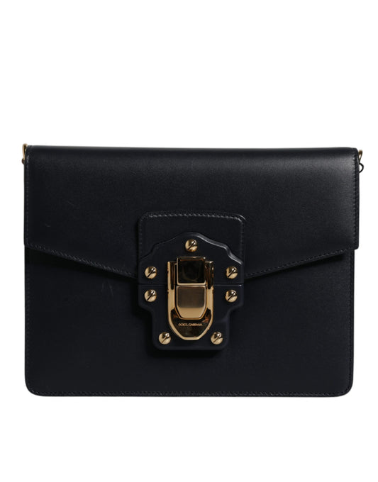 Black Calfskin Leather Shoulder Strap Bag