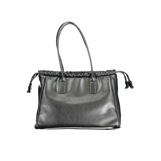 Black Polyurethane Women Handbag