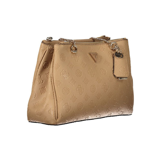 Beige Polyurethane Women's Handbag