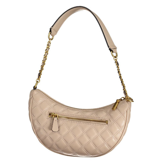 Beige Polyurethane Women Handbag