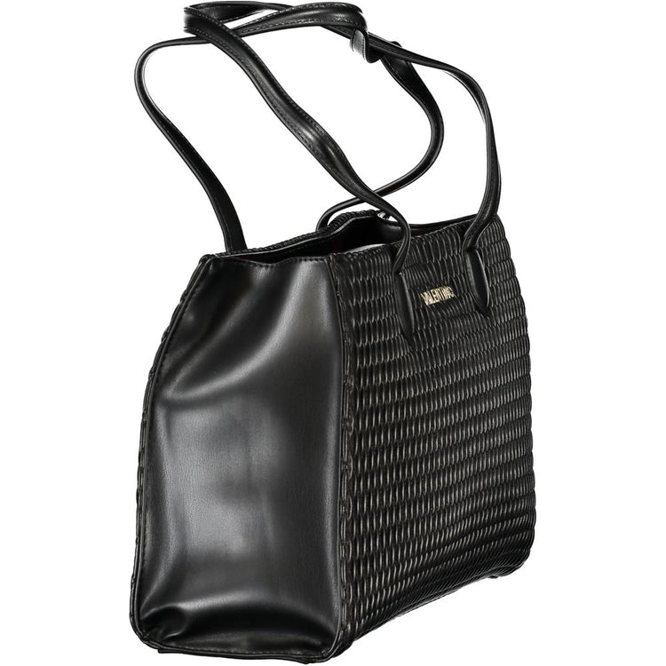 Black Polyurethane Women Shoulder Bag