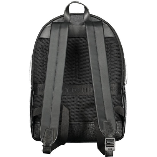 Black Polyurethane Men Backpack