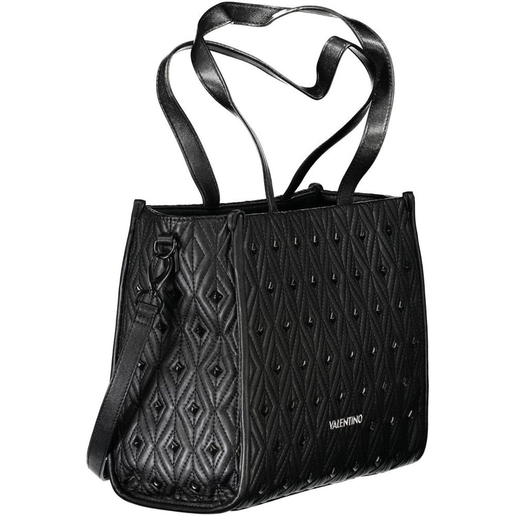 Black Polyurethane Women Handbag