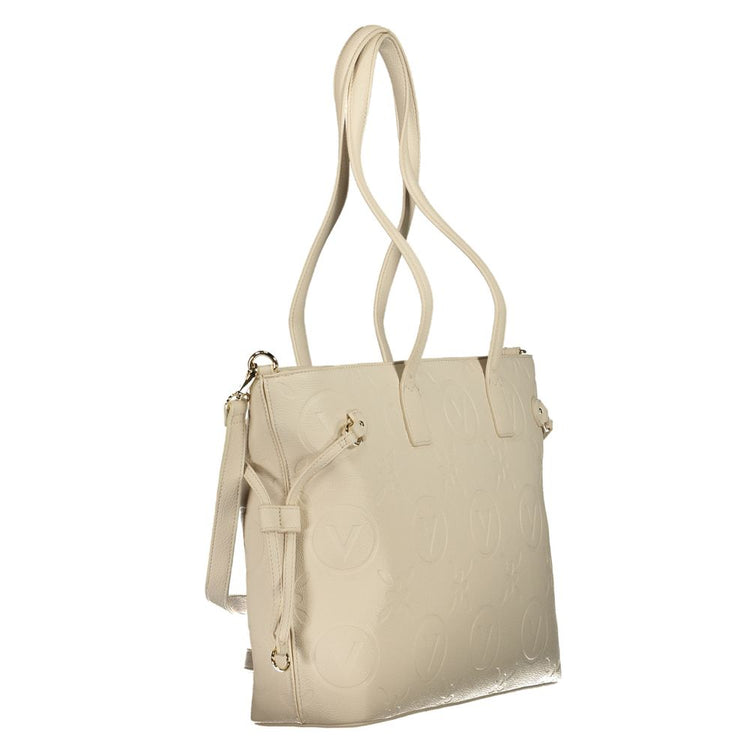 Beige Polyurethane Women's Handbag