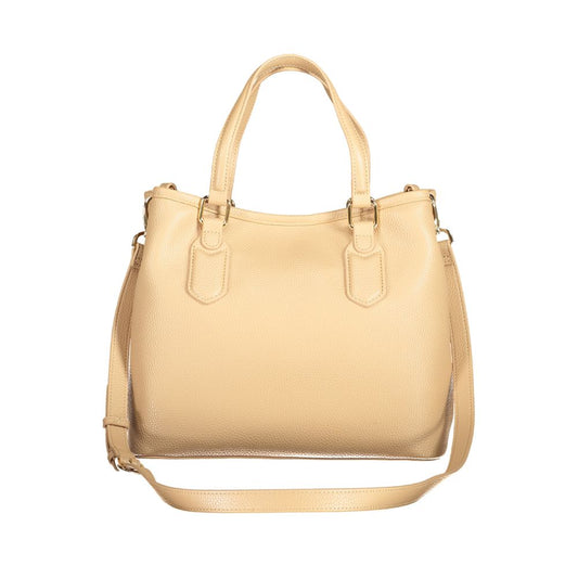 Beige Polyurethane Women Handbag