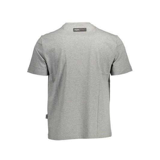 "Gray Cotton Men's T-Shirt with Contrasting Details"