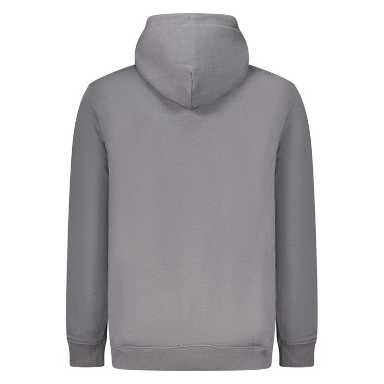 Grigio Cotton Men Sweatshirt Hooded Embroidery Pocket