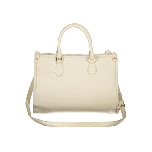 Beige Polyurethane Women Handbag