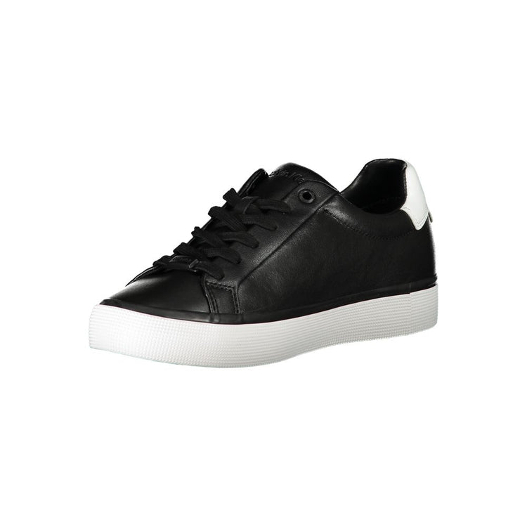 Black Leather Women Sneaker