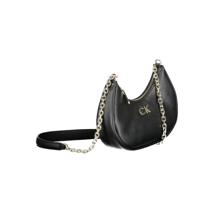 Black Polyester Women Shoulder Bag