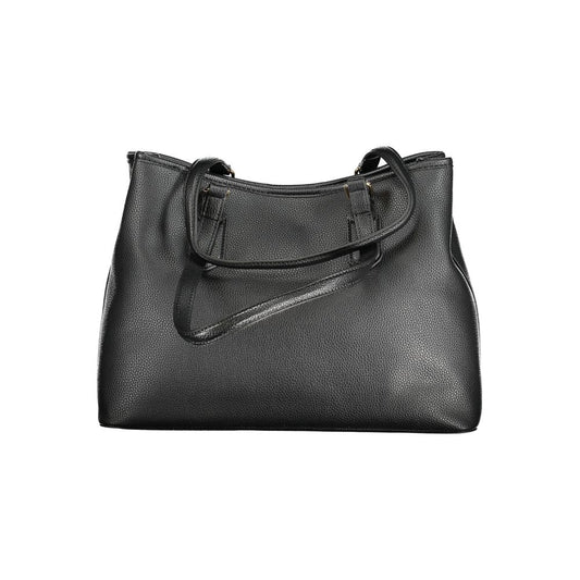 Black Polyurethane Women Handbag