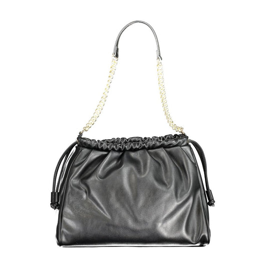 Black Polyurethane Women Shoulder Bag