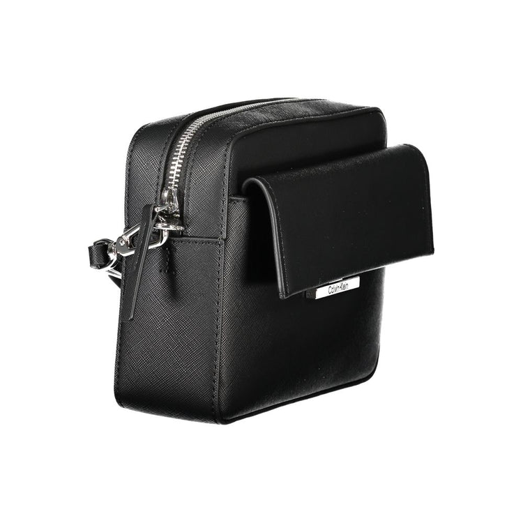 Black Polyurethane Women's Shoulder Bag