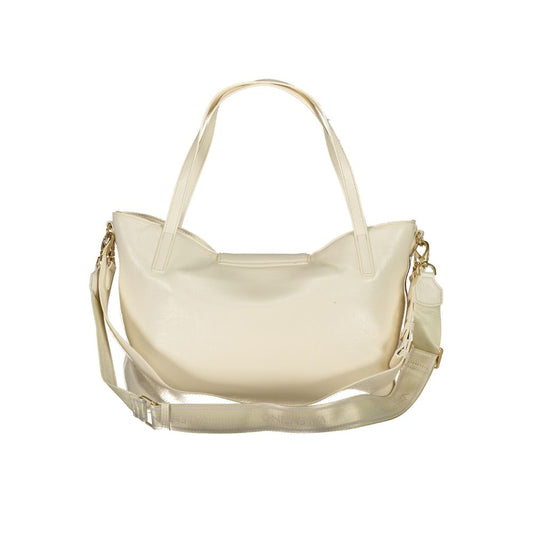 Beige Polyurethane Women Handbag