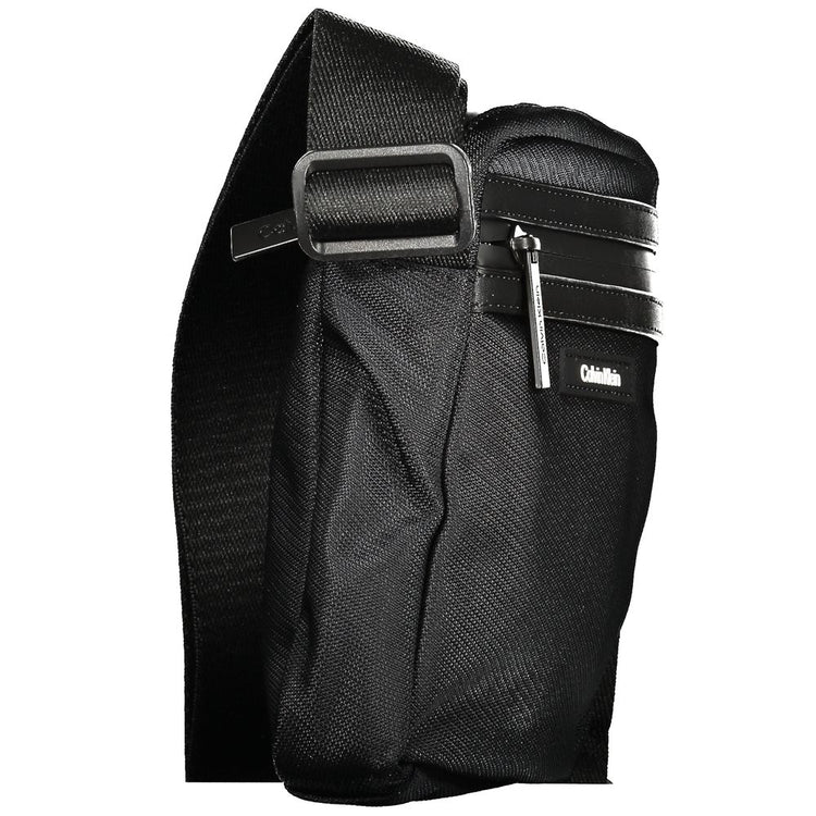 Black Polyester Men Shoulder Bag