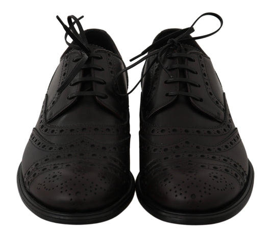 Black Leather Wingtip Oxford Dress Shoes