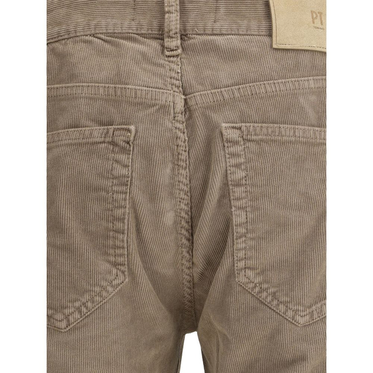 Beige Cotton Casual Pants