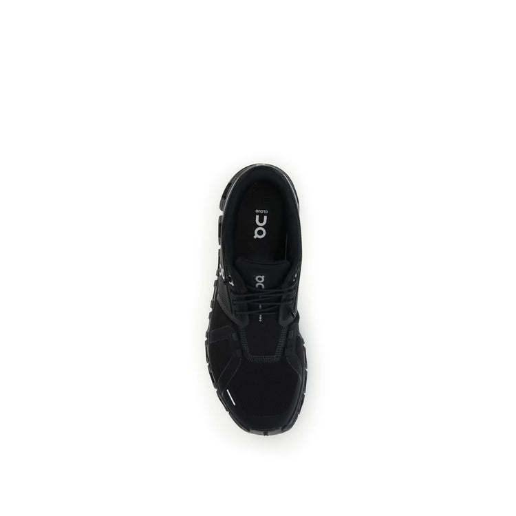 Black Polyurethane Athletic Sneakers