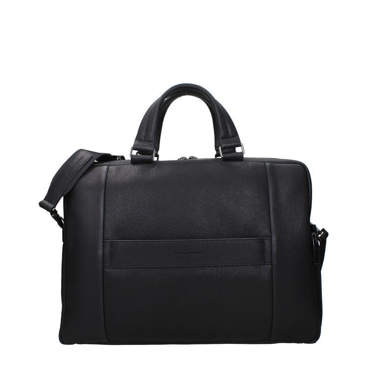 Black Leather Business And Laptop Bag