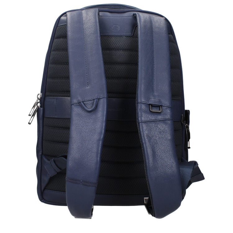 Blue Leather Backpack