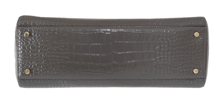 Grey Croc Embossed Leather Elissa Bristol Drive Tote Handbag Bag