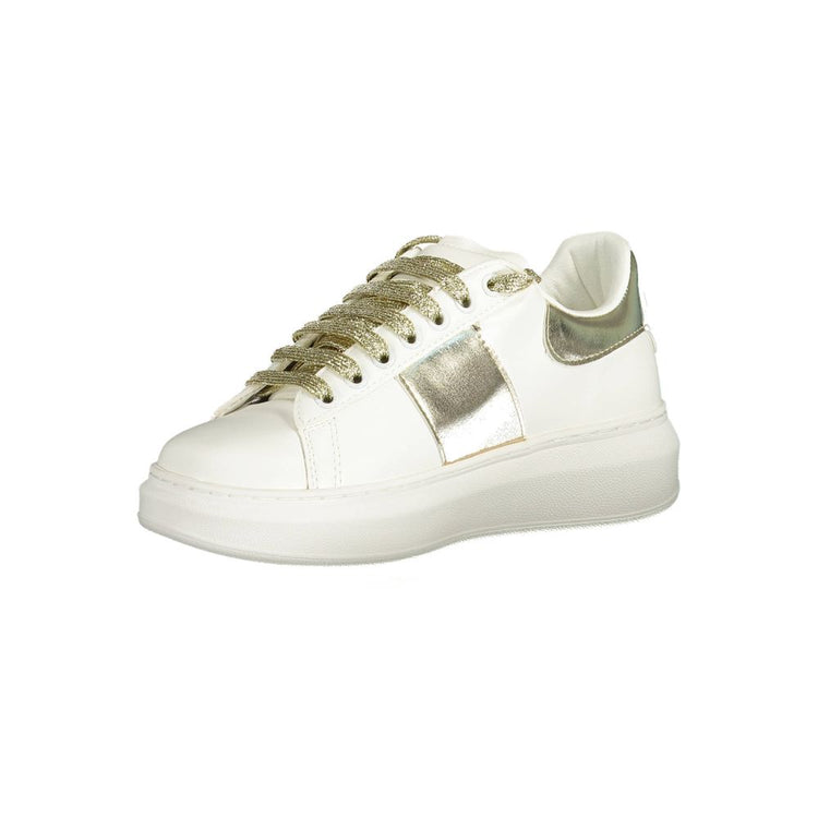 White Polyurethane Women Sneaker