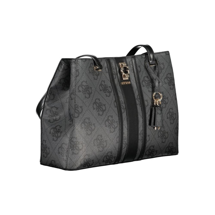 Black Polyurethane Women Handbag