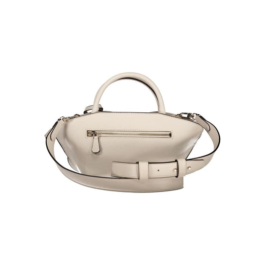 Beige Polyurethane Women Handbag