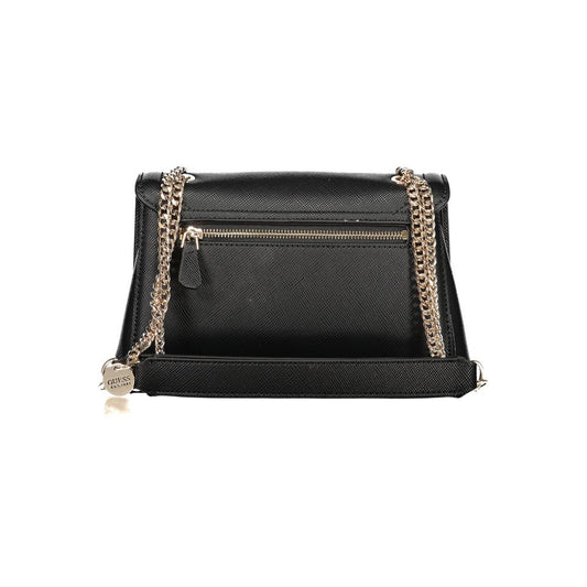 Black Polyurethane Women Handbag