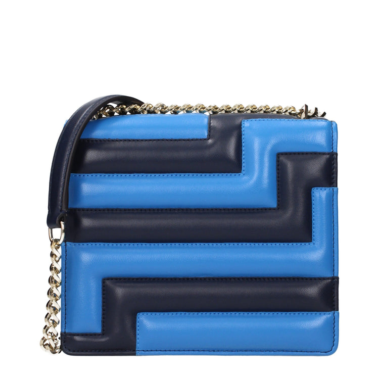 Blue Leather Shoulder Bag