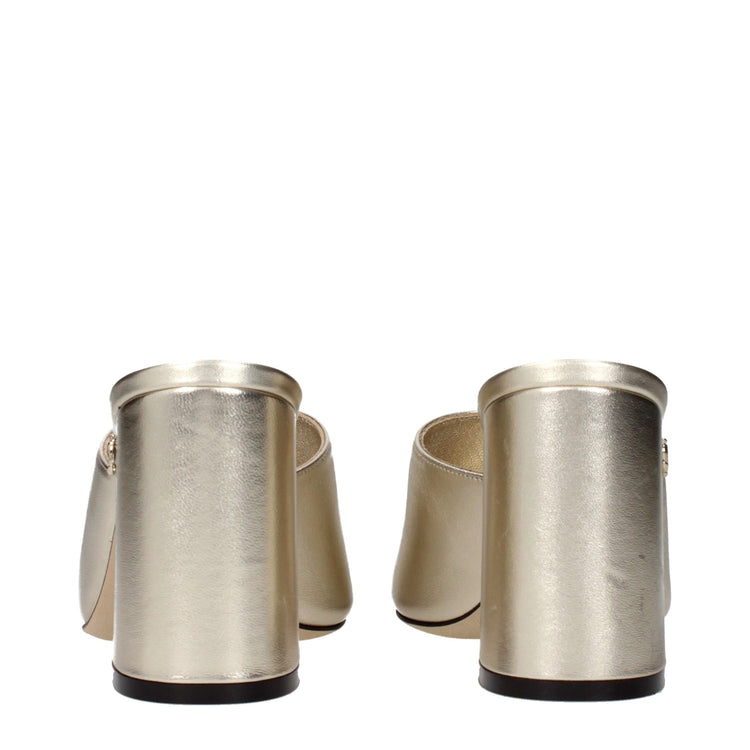 Gold Leather Platform Sandals