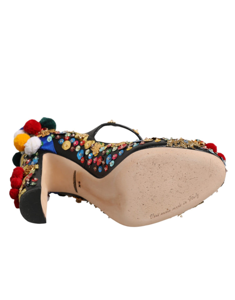 Black Gold Embellished MARY JANES Pumps Shoes