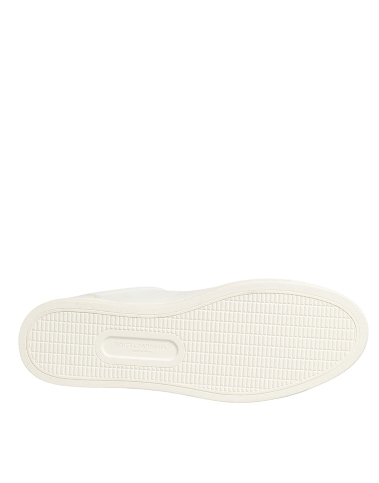 White Leather Heart Embellished Sneakers Shoes