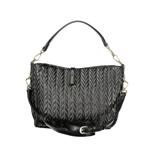 Black Polyurethane Women's Shoulder Bag