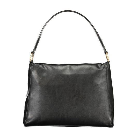 Black Polyurethane Women Shoulder Bag