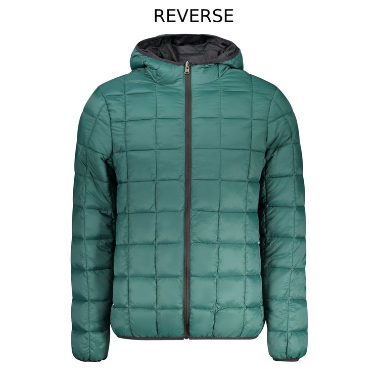 Black Polyester Men's Reversible Jacket