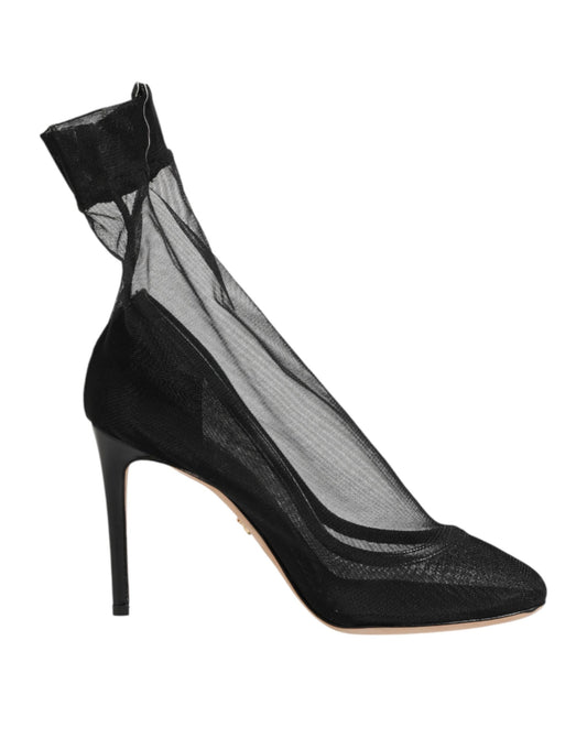 Black Nylon Stretch Mesh Sock Boots Shoes