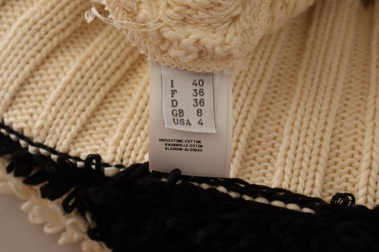 Beige Black Short Sleeve Button Cardigan Sweater